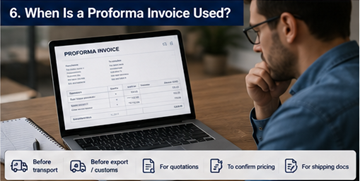 Customer reviewing proforma invoice before shipment approval and transport confirmation